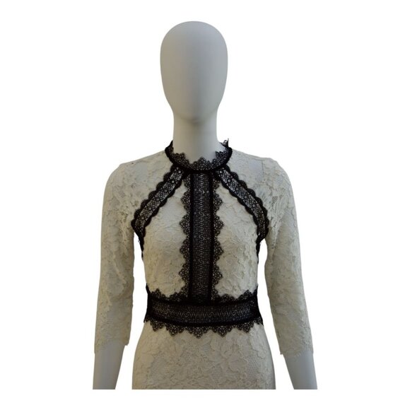 STUNNING ALEXIS LACE BLACK AND WHITE DRESS XS - Picture 3 of 6